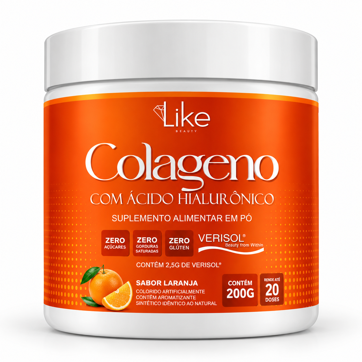 Colágeno Suplemento Alimentar Like - Sabor Laranja 200g